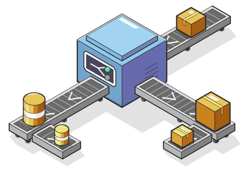 Diagram of an upsell path with a downsell offer and an A/B split between two variant offers